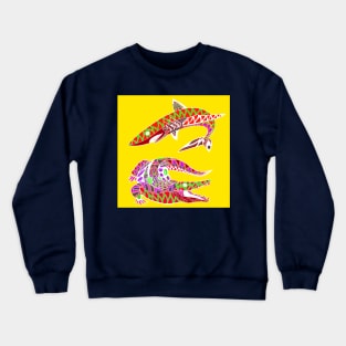 the shark and the crocodile ecopop pattern Crewneck Sweatshirt